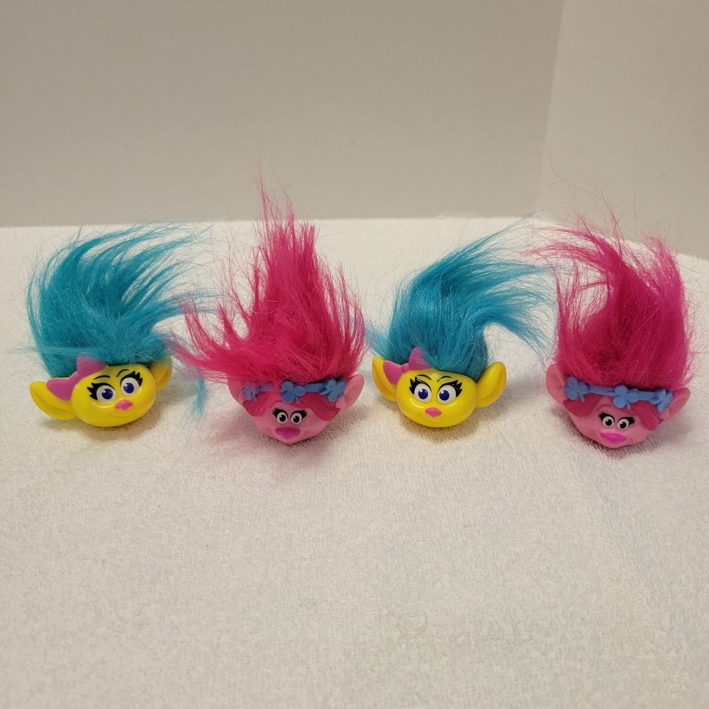 Lot of 4 DreamWorks Trolls Pencil Toppers Hair Toys‎